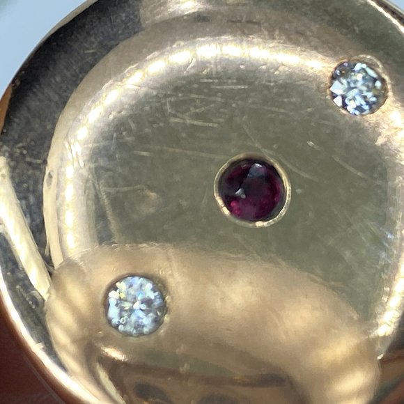 14K gold 0.3ct Ruby Round Brilliant Diamond Locket charm pendant 1 3/8" x 1" 7.2 - Picture 3 of 11